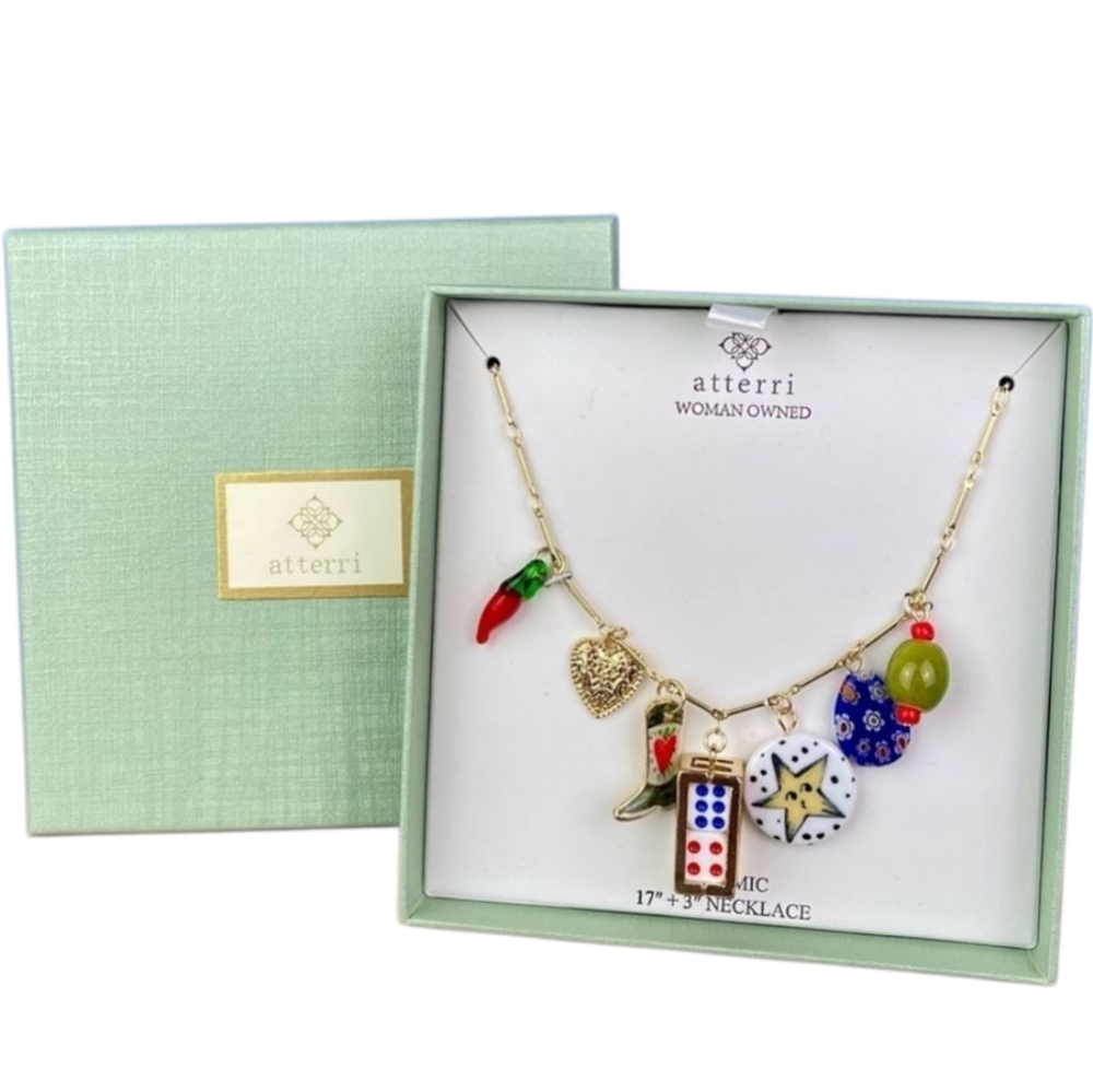 Atterri Beautiful Ceramic Lucky Gold Charm 17 Necklace 50$